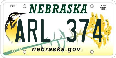 NE license plate ARL374