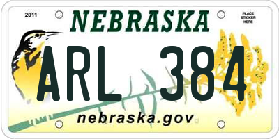 NE license plate ARL384