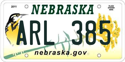 NE license plate ARL385