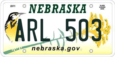 NE license plate ARL503