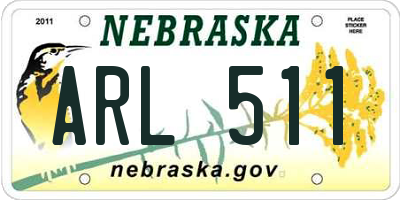 NE license plate ARL511