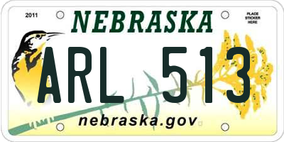 NE license plate ARL513