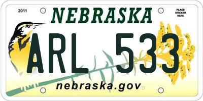 NE license plate ARL533