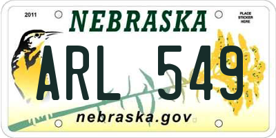 NE license plate ARL549