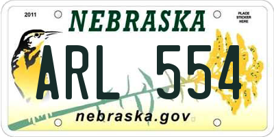 NE license plate ARL554