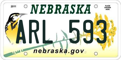 NE license plate ARL593