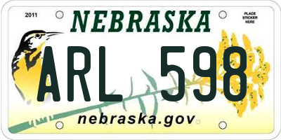 NE license plate ARL598