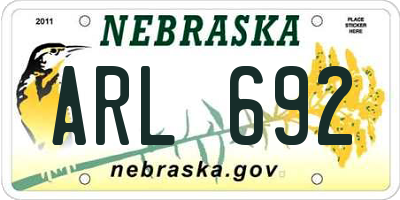 NE license plate ARL692