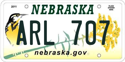 NE license plate ARL707