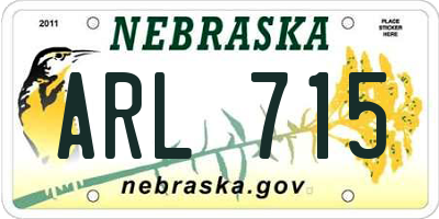 NE license plate ARL715