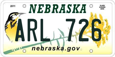 NE license plate ARL726