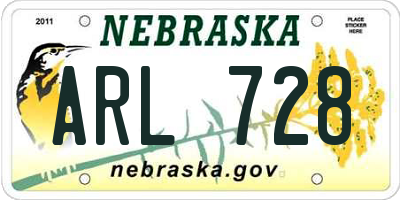 NE license plate ARL728