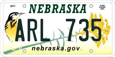NE license plate ARL735