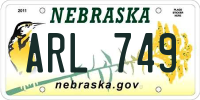 NE license plate ARL749