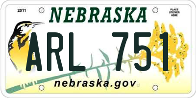NE license plate ARL751