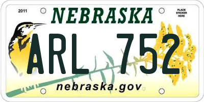 NE license plate ARL752
