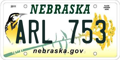 NE license plate ARL753