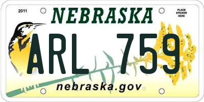 NE license plate ARL759