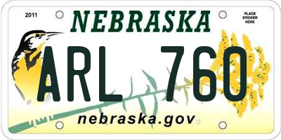 NE license plate ARL760