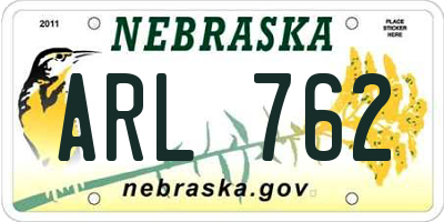 NE license plate ARL762