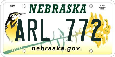 NE license plate ARL772