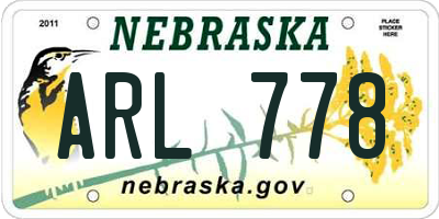 NE license plate ARL778