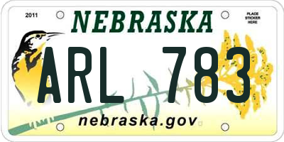 NE license plate ARL783