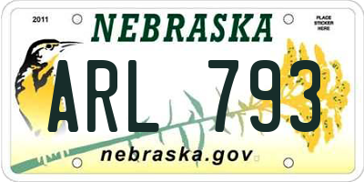 NE license plate ARL793