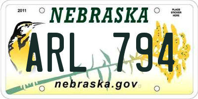 NE license plate ARL794