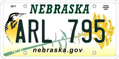 NE license plate ARL795