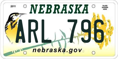 NE license plate ARL796