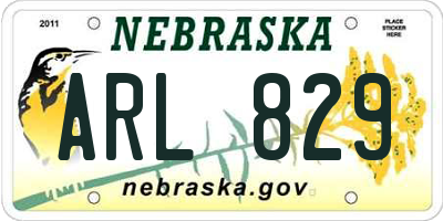 NE license plate ARL829