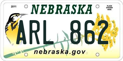 NE license plate ARL862