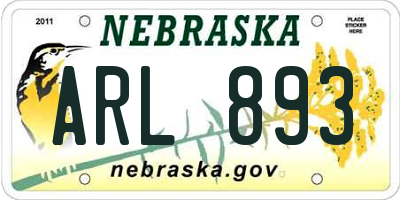 NE license plate ARL893