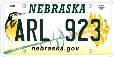 NE license plate ARL923