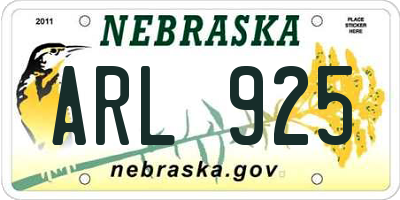 NE license plate ARL925
