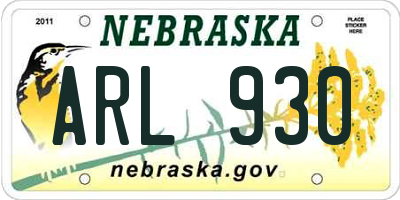 NE license plate ARL930