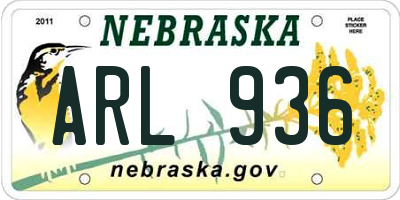 NE license plate ARL936