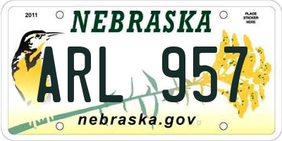 NE license plate ARL957