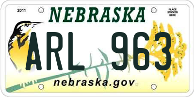NE license plate ARL963