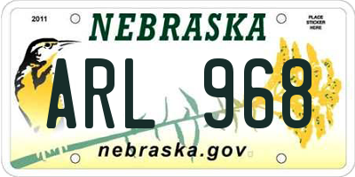NE license plate ARL968