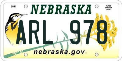 NE license plate ARL978