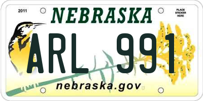 NE license plate ARL991