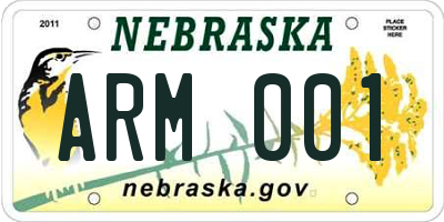 NE license plate ARM001