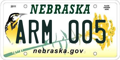 NE license plate ARM005