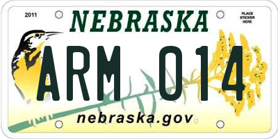NE license plate ARM014