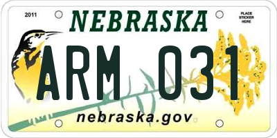 NE license plate ARM031