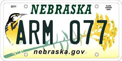 NE license plate ARM077