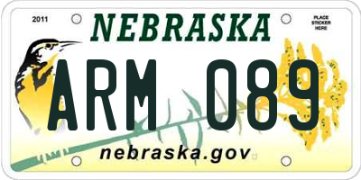 NE license plate ARM089