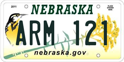 NE license plate ARM121